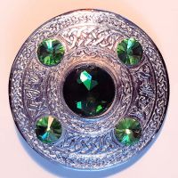 Plaid Broach, Green glass in center + 4, 8.5 cm
