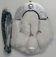 Sporran Celtic 3 tassels, wit